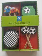 Soccer/Car Racing Cupcake Wrappers and Toppers - Set of 24