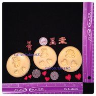 9 Piece Teddy Bear and Hearts Fondant Mold Set Chocolate Candy Gumpaste Isomalt Soap Resin Clay