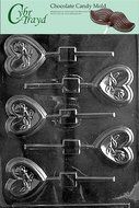 Cybrtrayd V106 Heart with Roses Lolly Valentine Chocolate Candy Mold