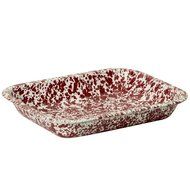 Enamelware Small Roasting Pan - Red Marble N2