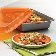 Premium Rachael Ray Non Stick Baking Pan Set with Cover and a Jamie Soft Grip Potato Masher Combo N3