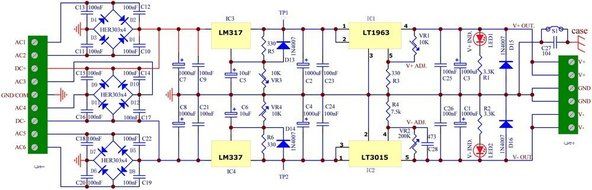 Electronics-Salon Ultra-low Noise Adjustable +/-5V DC Voltage Regulator Module, LT1963A LT3015. N6