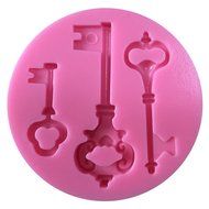 FLY Retro Key Shape 3D Fondant Silicone Cake Mold Cake Decorating,Pink N3