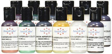 Americolor 12 Color SHEEN - PEARLESCENT Airbrush Color Kit 7.8 oz. Ounce (0.65 Oz each bottle)