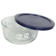 Pyrex 7201 4 Cup Ghost Glass Bowl and 7201-PC Navy Blue Lid