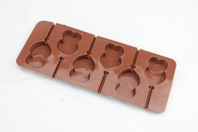 Wocuz 4-capacity Heart Star Flower Round Shape Silicone Lollipop Making Mold with Sticks (heart)