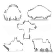 tyoungg 5 pcs / Set Vehicle Car Airplane Ship Train Shape Stainless Steel Cookie Cutter Fondant Cutter