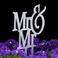 LOVENJOY with Gift Box Mr and Mr Same Sex Gay Monogram Wedding Cake Topper Black (5.3-inch) N16