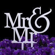 LOVENJOY with Gift Box Mr and Mr Same Sex Gay Monogram Wedding Cake Topper Black (5.3-inch) N17