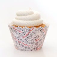 Christmas Hymns Musical Notes: Holiday Music Songs Cupcake Wrappers - Set of 12 - Jingle Bells &amp; Silent Night