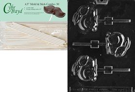 Cybrtrayd Bunny Lolly Easter Chocolate Candy Mold with 50 4.5-Inch Lollipop Sticks