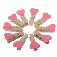 10Pcs Love Heart Wooden Clothes Photo Paper Clips