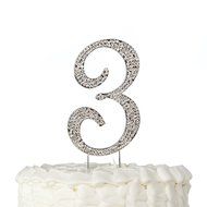 Number 7 Cake Topper, Birthday or Anniversary Party Decoration, Rhinestone Metal Top (7) N11