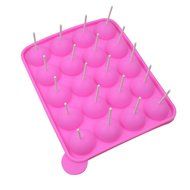 Rbenxia Silicone Cake Mold 20-cavity Half Circle Lollipop Party Cupcake Baking Mold Cake Pop Stick Mold Tray Pink N8