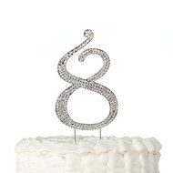 Number 7 Cake Topper, Birthday or Anniversary Party Decoration, Rhinestone Metal Top (7) N14