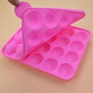 Rbenxia Silicone Cake Mold 20-cavity Half Circle Lollipop Party Cupcake Baking Mold Cake Pop Stick Mold Tray Pink N9