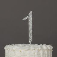 Number 7 Cake Topper, Birthday or Anniversary Party Decoration, Rhinestone Metal Top (7) N15