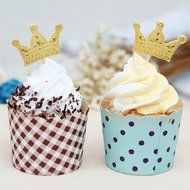 uhoMEY(TM) 50pcs Gold Crown Cupcake Toppers,Wedding Picks