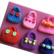 FLY Many Shapes Of Handbag 3D Silicone Cake Molds Cooking Bakware Tools,Pink N2