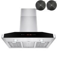 AKDY 30" Kitchen Stainless Steel Range Hood Wall Mount w/ Touch Control Panel Dual LED Lights 3 Baffle Filters N4