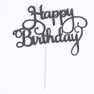 Gaosaili Happy Birthday Cake Topper Decoration Black