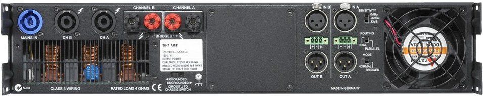 ElectroVoice TG 7 Tour Grade Amplifier with 2 Channels and Grounded Bridge Class-H Design