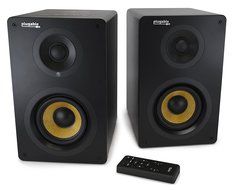 Plugable 4" Subwoofer Bluetooth 2-Channel Powered Bookshelf Studio Monitor Speakers - Optical &amp; RCA Aux Inputs...