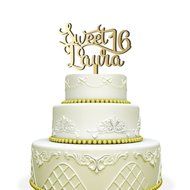 Personalized Sweet 16 Cake Topper For Birthday Black N2