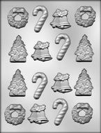 CK Products Christmas Tree, Bells, Wreath, and Candy Canes Chocolate Mold