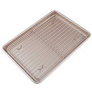 Astra Gourmet Carbon Steel 13.5"x 9.6"x 1" Cookie Sheet Baking Pan with Non-stick Roasting Broiling Cooling Rack...