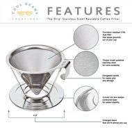 Reusable Pour Over Coffee Filter with Upgraded Cup Stand, Handle, and Stainless Steel - Portable Paperless Drip...