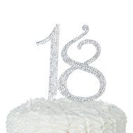 18 Cake Topper for 18th Birthday Number Party Supplies &amp; Decoration Ideas (Silver) N8