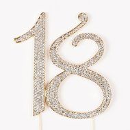 18 Cake Topper for 18th Birthday Number Party Supplies &amp; Decoration Ideas (Silver) N9