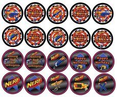 20 Nerf Inspired Edible Image Cookie or Cupcake Topppers (Prem Frosting) N2