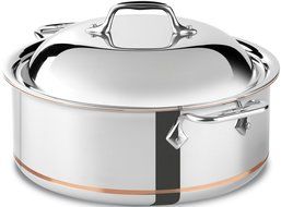 All-Clad 650618 SS Copper Core 5-Ply Bonded Dishwasher Safe Round Roaster / Cookware, 6-Quart, Silver