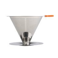Uten Reusable Stainless Steel Pour Over Coffee Brewer Dripper Filter Cone with Double Layer Fine Mesh (2 cup) N5