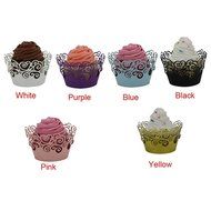 Muxika 50Pcs Hollow Lace Cup Muffin Cake Paper Case Wraps Cupcake Wrapper for Wedding Birthday Festival Party... N3