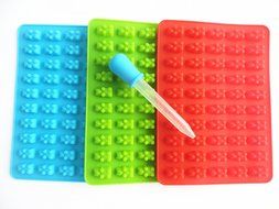 BORN BAKER 4 piece Silicone Gummy Bear Mold Set, Includes 3 Silicone Gummy Bear Molds and One Dropper