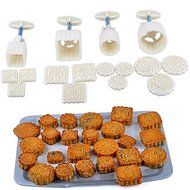 Peneric Moon Cake Mooncake Decoration Mold Mould 450g Flowers Round 12 Stamps 4 Set DIY Tool (12 size)