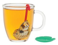 HIC Hangin&rsquo; Dunkin Monkey Loose Tea Leaf Tea Infuser and Drip Tray, Stainless Steel, 3-Inch by 2.25-Inch N11