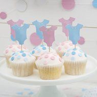 Ginger Ray LM-309 Little Lady Or Mini Mister Baby Shower &amp; Blue Baby Grow Cupcake Toppers, Pink