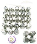 Latest Pridebit Holiday Russian Piping Tips(4 Holiday Edition Nozzles+23 Popular Nozzles)10 Pastry Bags 1 Coupler N4