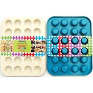 CasaWare Ceramic Coated Non-Stick Mini Muffin Pan 24 Cups, Red/Cream N2