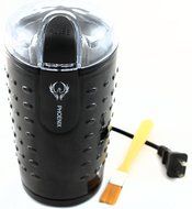 Phoenix Coffee Grinder with Brush , Oval Design with Stainless Steel Blade - B250 - 2.5oz (70 gm) capacity - Black N6