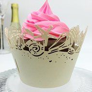 CozyT 50 PACK Roses Cupcake Wrappers Artistic Bake Cake Paper Cups Vine Lace Laser Cut Liner Baking Cup Muffin... N3