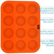 Silicone Muffin Cupcake Baking Pan Tray - Standard Size - 12 Cups - 100% Pure Food Grade Premium Non-Stick Silicon... N4