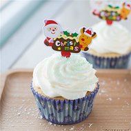 100pcs/bag Cute Double-sided Cupcake Toppers ,Christmas Decorations,party Cake Toppers Picks