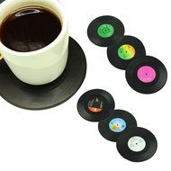 6Pcs/Set Perman Spinning Retro Vinyl Record Drinks Coasters Vinyl Coaster Cup Mat N2