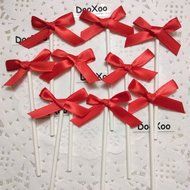 DOOXOO Red Bow Cupcake Toppers - Gender Reveal Party Food Picks Party Picks Baby Shower Toppers Mustache and Bows... N4