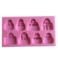 FLY Many Shapes Of Handbag 3D Silicone Cake Molds Cooking Bakware Tools,Pink N3